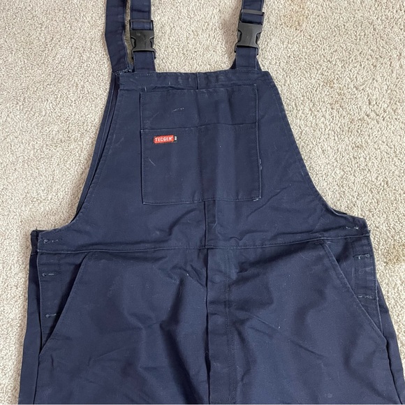Men's NSA TECGEN Navy Blue FIRE RESISTENT BIB6DNV FR Bib WORK OVERALLS 40 x 32 - Picture 2 of 4